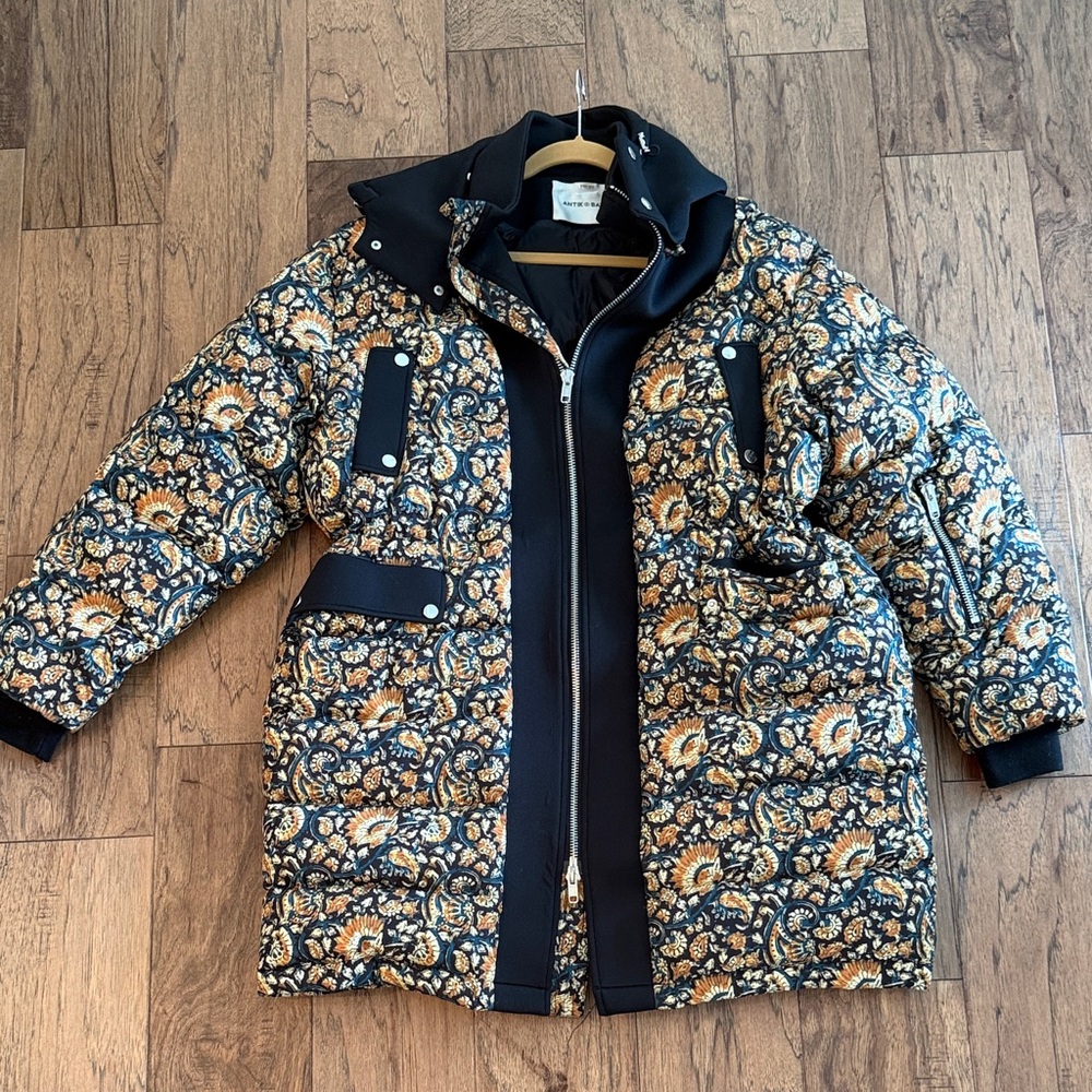 Antik Batik Kalak Oversized Printed Puffer Jacket Boho Quilted Coat Anthropologi - Picture 2 of 5